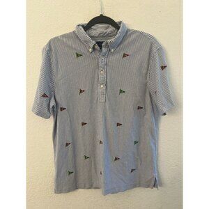 Polo Ralph Lauren Hampton blue & white embroidered Oxford Mens shirt size large